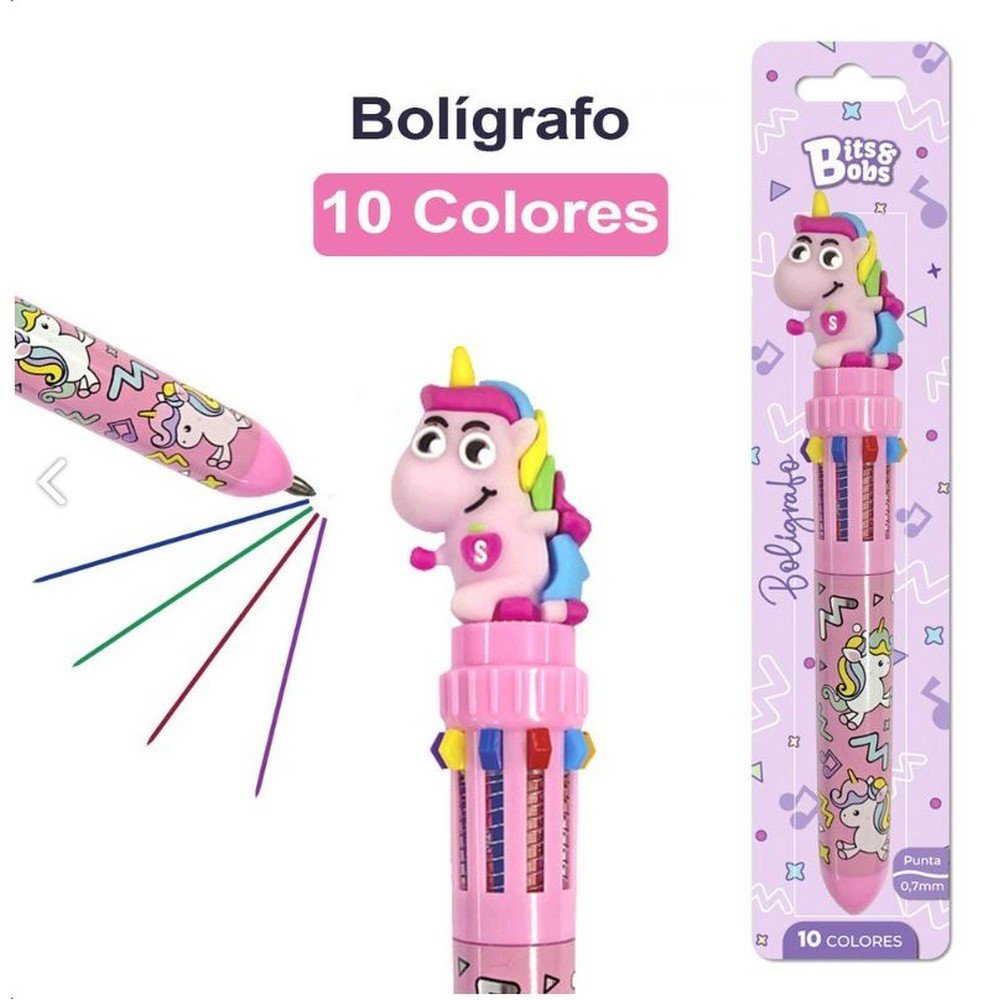 Blister 1 Boligrafo 10 Colores Tinta Aceite Unicornio BITS&BOBS Imagen principal del producto