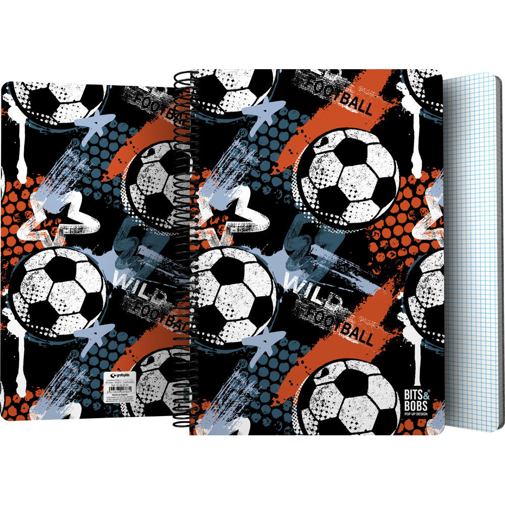 Cuaderno Folio 80H 90G Cuadro 4mm B&b Wild Football GRAFOPLAS DISEÑO