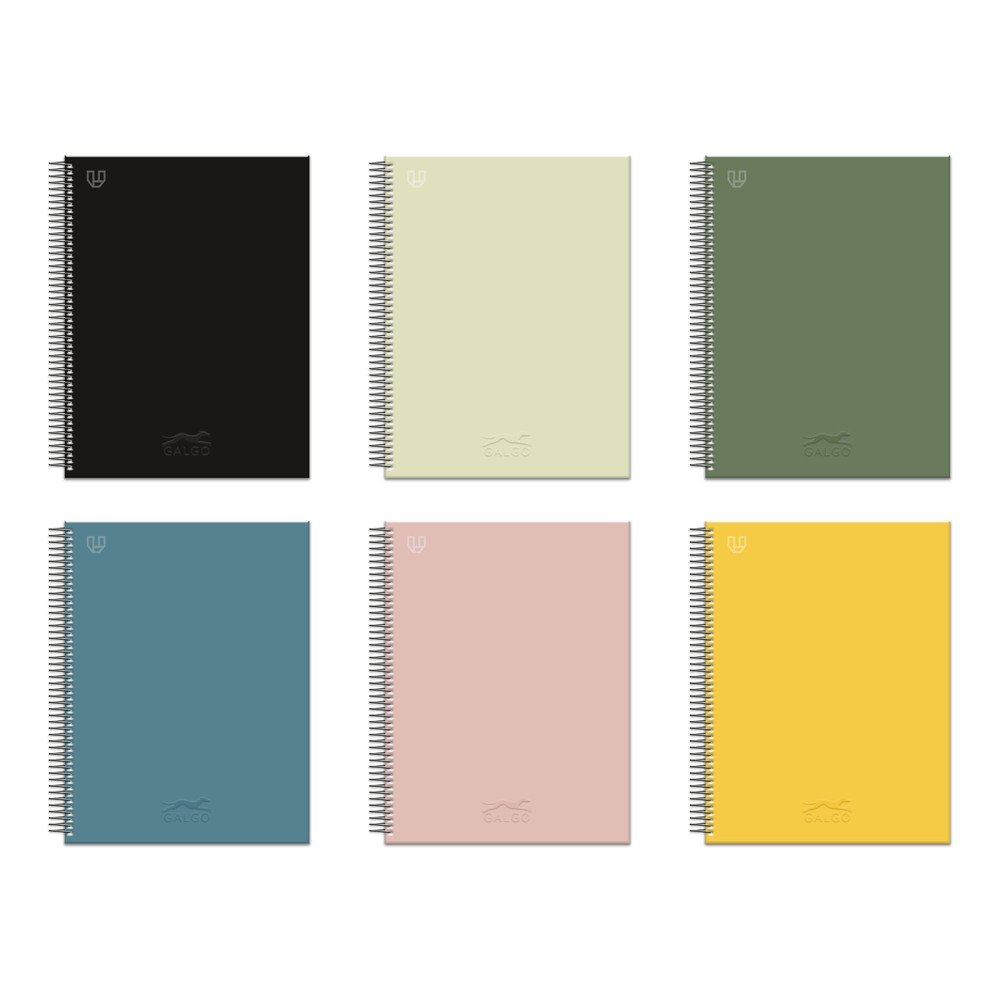Cuaderno A5+ Forrado Cartón 80H 100G Liso Surtido Galgo