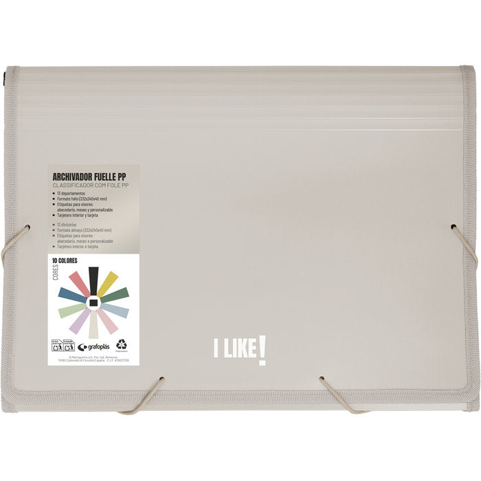 Carpeta Archivador Fuelle Gomas PP 13 Separadores Like3 Are GRAFOPLAS Imagen principal del producto