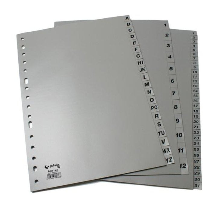 Juego Abecedario Xs 16 Taladros PP Folio Gris GRAFOPLAS