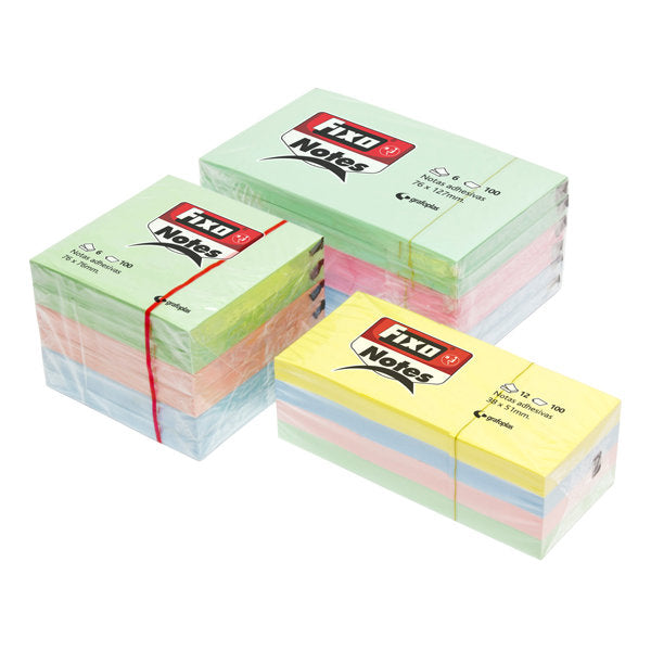 Pack 12 Bloc Notas Adhesivas 38x51mm Fixo Pastel