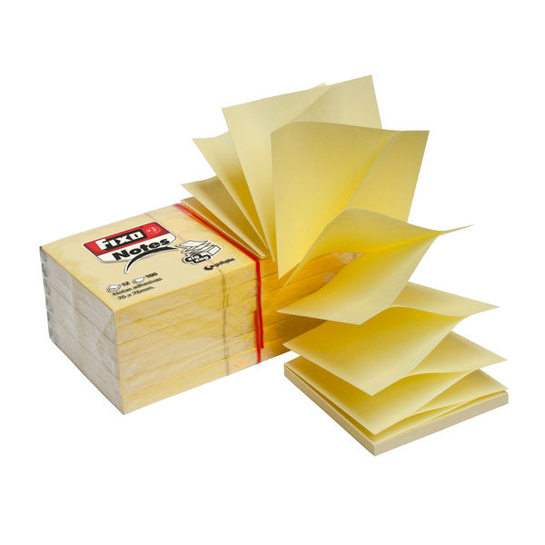 BLOC 100 NOTAS ADHESIVAS ZIG-ZAG 76X76 MM AMARILLO FIXO | 12 UNIDADES | (GRAFOPLAS) Imagen principal del producto