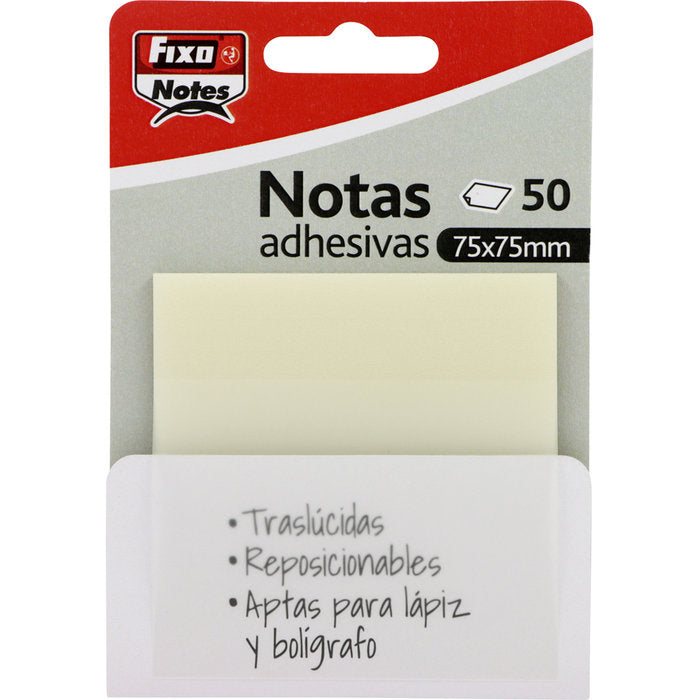Bloc 50 Notas Adhesivas Translucidas 75x75 Transparentes