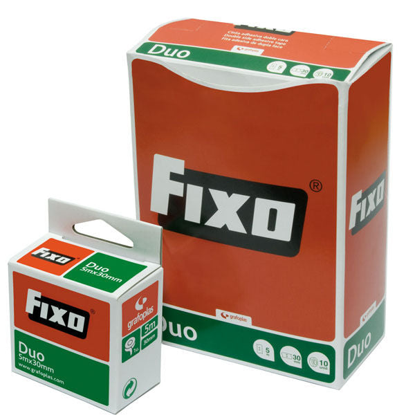 CINTA ADHESIVA 5X30 FIXO DUO DOBLE CARA | 10 UNIDADES | (GRAFOPLAS)