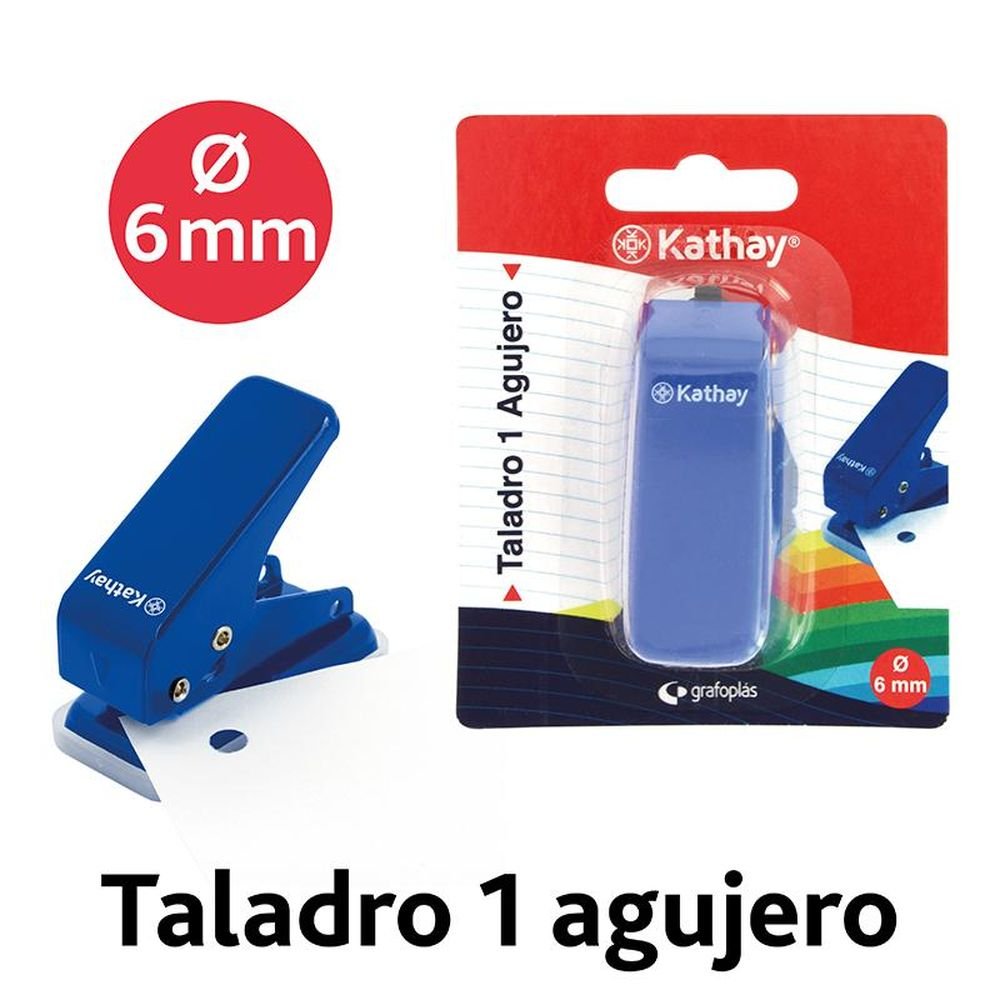 BLISTER 1 TALADRO 6MM 10 HOJAS 1 AGUJERO KATHAY | 12 UNIDADES | (KATHAY) Imagen principal del producto