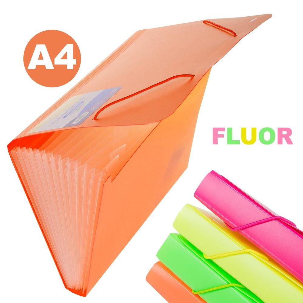 Archivador Fuelle PP A4 Fluor 13 Separadores C/goma Surtido Marca Centauro