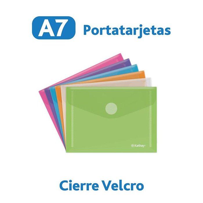 SOBRE PP TRANSLUCIDO A7 CIERRE TEXTIL SURTIDOS KATHAY | 12 UNIDADES | (GRAFOPLAS) Imagen principal del producto