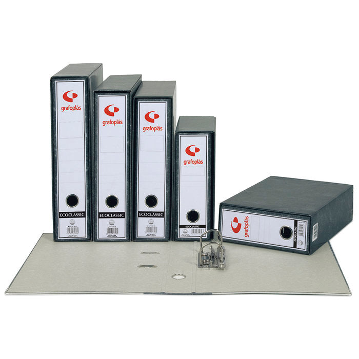 CAJA ARCHIVADOR A5 APAISADO JASPEADO NEGRO ECOCLASSIC | 24 UNIDADES | (GRAFOPLAS)
