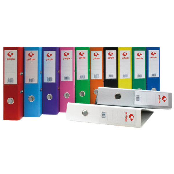 ARCHIVADOR PALANCA A4 65 MM GRAFCOLOR NEGRO CARTON 2MM | 12 UNIDADES | (GRAFOPLAS)