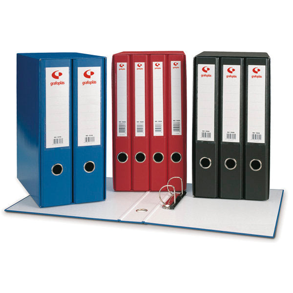 Modulo 4 archivadores fº 2 anillas 25mm carton forrado en pp grafcolor negro