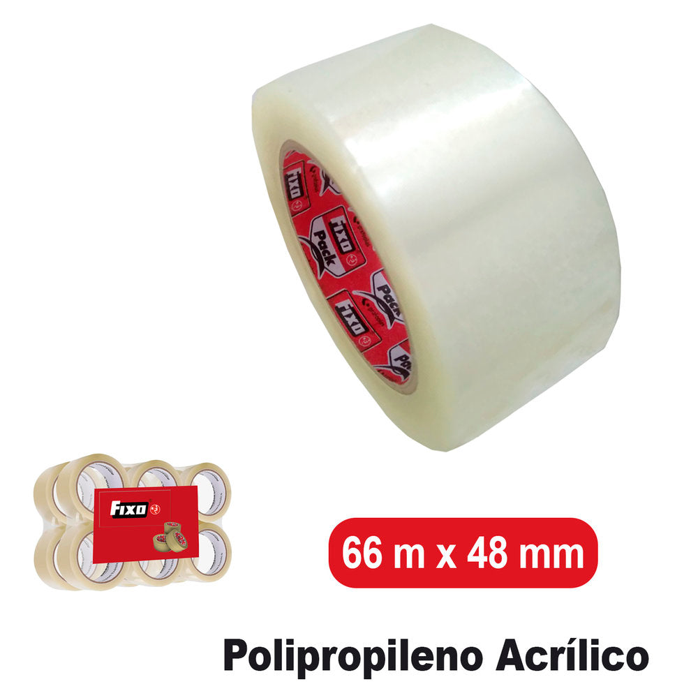 CINTA EMBALAR TRANSPARENTE 48X66 PP ACRILICO TRANSPARENTE | 36 UNIDADES | (GRAFOPLAS)
