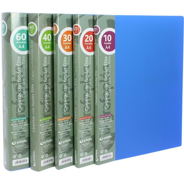 Carpeta con 60 fundas opacas rojas A4 GRAFOPLAS