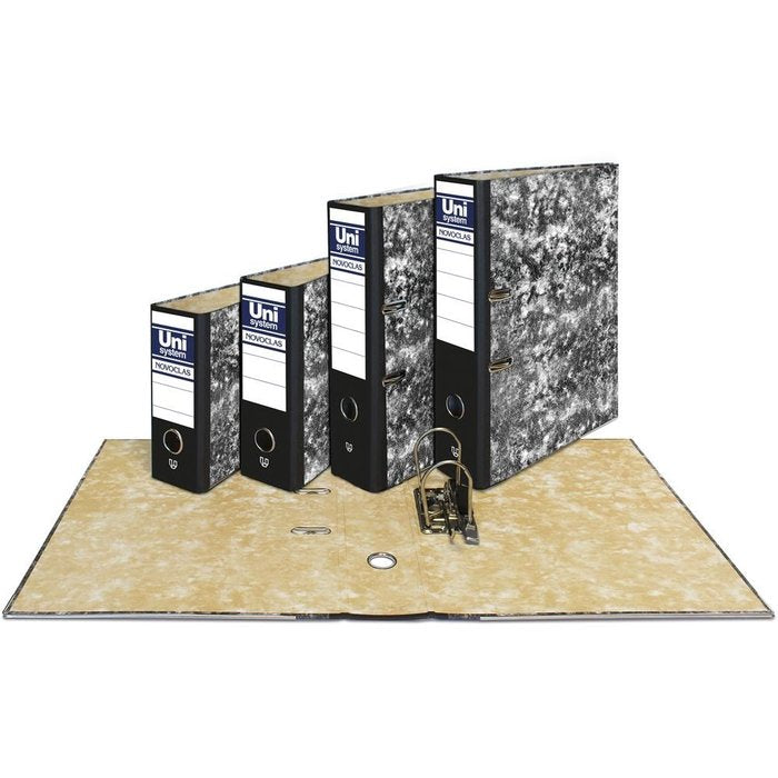 Archivador Jaspeado Negro folio 65 mm papel 2 mm Unipapel