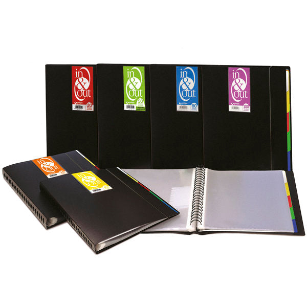 Carpeta 40 fundas extraibles a4 "in & out" color negro grafoplas