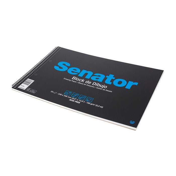 Bloc dibujo espiral senator fº prolongado 20h 150g sin recuadro 2 taladros y microperforado