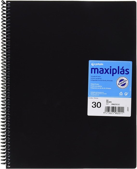 CARPETA 30 FUNDAS MAXIPLAS NEGRA | 1 UNIDADES | (GRAFOPLAS) Imagen principal del producto