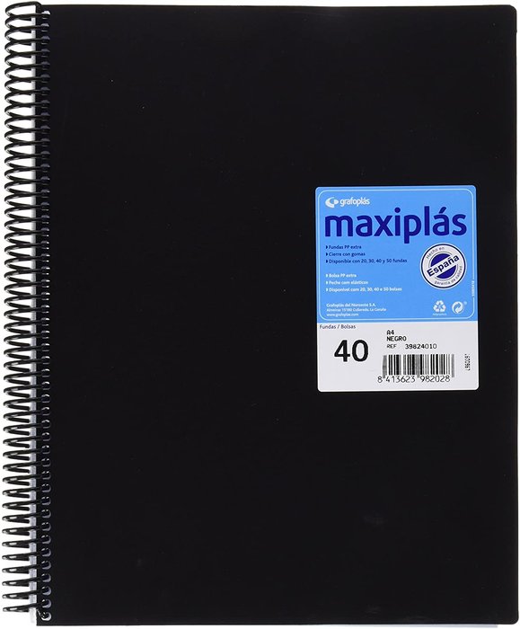 CARPETA 40 FUNDAS MAXIPLAS NEGRA | 1 UNIDADES | (GRAFOPLAS)
