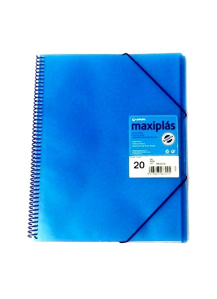 Carpetas A4 20 Fundas A4 Espiral Maxiplas Azul