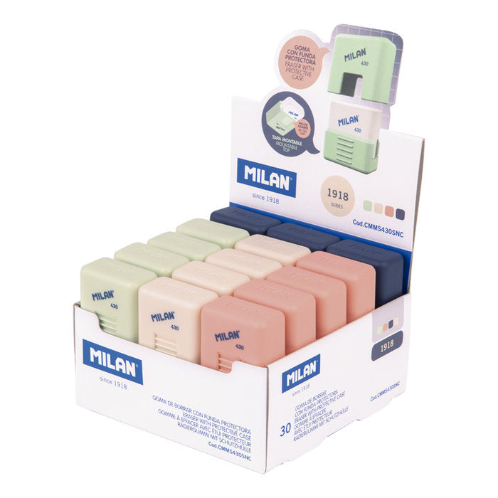 EXPOSITOR 30 GOMAS MILAN 430 CON FUNDA SCHOOL SERIE 1918 | 30 UNIDADES | (MILAN)