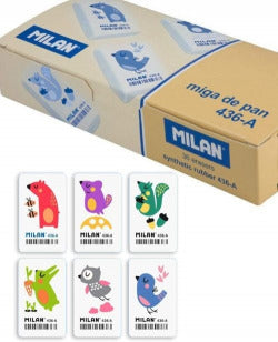Gomas de borrar Miga de Pan con Dibujos Infantiles Milan Pack 36