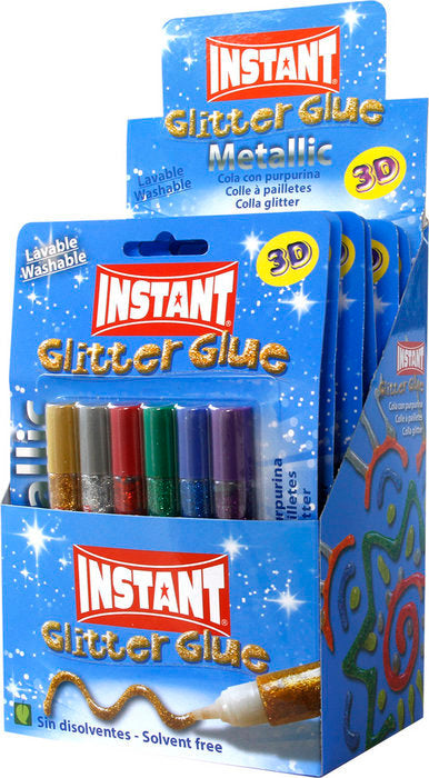 COLA INSTANT GLITTER METALLIC 10,5 ML BLISTER 6 COLORES | 6 UNIDADES | (INSTANT)