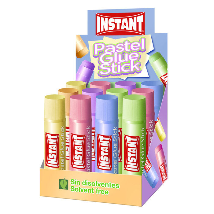 Pack 12 pegamentos en barra Instant 20g colores pastel, sin disolventes Imagen principal del producto