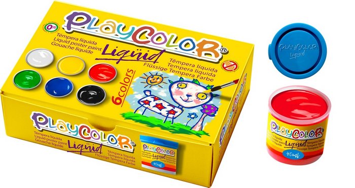 Tempera Playcolor Liquid 40 ml 6 Colores Surt con Pincel INSTANT Imagen principal del producto