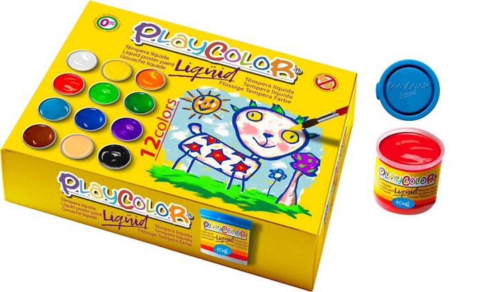 Tempera Playcolor Liquid 40 ml 12 Colores Surt con Pincel INSTANT
