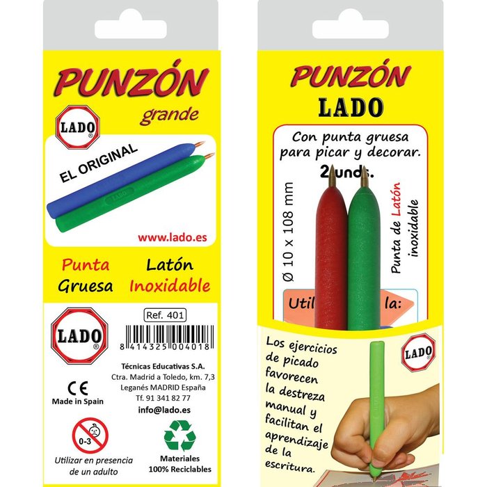 Punzon Lado Grande Punta Latón Inoxidable Lado Material Didáctico