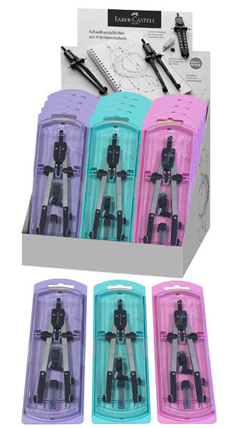 COMPAS FABER AJUSTE RAPIDO ADAPTADOR EXPOSITOR 15UDS PASTEL | 1 UNIDADES | (FABER CASTELL) Imagen principal del producto