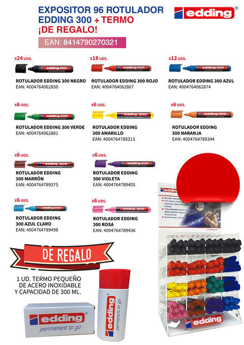 Exp 96 Rotuladores Permanentes Edding 300 Colores Surtidos