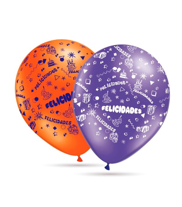 Globo 30 cm 10 unidades dibujo Felicidades Gran Festival