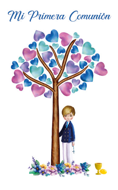 Rollo 250 Etiquetas Adhesivas Comunión Niño Árbol Marca Arguval Imagen principal del producto
