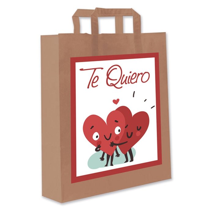 BOLSAS GRANDES PAPEL KRAFT 37X32X12CM CORAZONES TE QUIERO | ARGUVAL, S,L, | 1 UNIDAD | 8421363465800 Imagen principal del producto