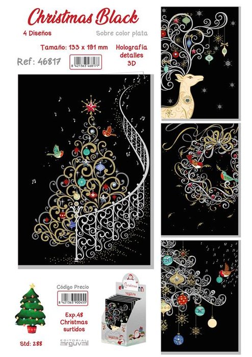Tarjeta de Navidad Diseño Black Modelos Surtidos Marca Arguval