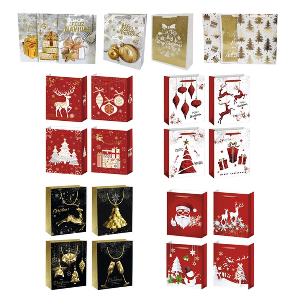 BOLSA MEDIANA NAVIDAD LUXE 32X26X10 SURTIDA 12U | ARGUVAL NAVIDAD | 1 UNIDAD | 8421363472532