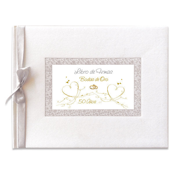 LIBRO DE FIRMAS BODAS ORO CORAZONES | ARGUVAL, S,L, | 1 UNIDAD | 8421363473898 Imagen principal del producto