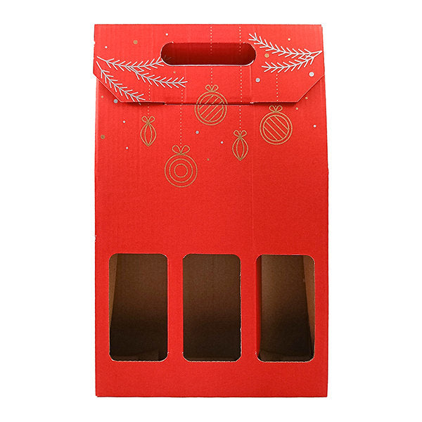 CAJA REGALO TRIPLE BOTELLAS CARTON NAVIDAD ROJO | ARGUVAL, S,L, | ENVASE 12 UDS. UNIDAD | 8421363475311