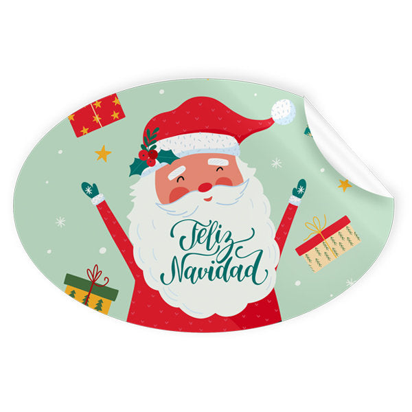 Rollo 250 Etiquetas Ovaladas Navidad Papa Noel Marca Arguval Imagen principal del producto