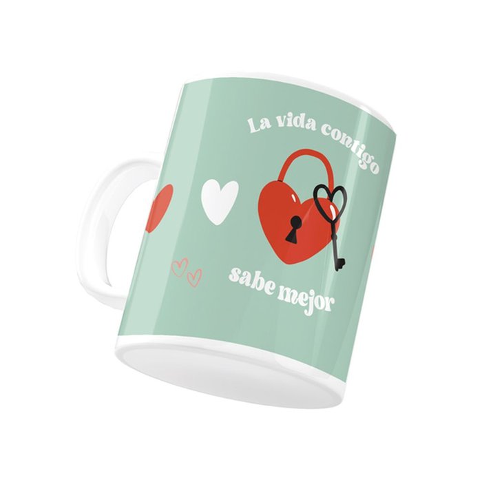 TAZA CERAMICA LA VIDA CONTIGO SABE MEJOR | ARGUVAL, S,L, | 1 UNIDAD | 8421363477605 Imagen principal del producto