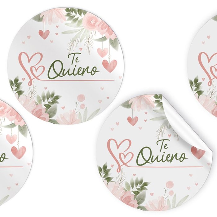 ROLLO 250 ETIQUETAS REDONDAS FLORES TE QUIERO | ARGUVAL, S,L, | 1 UNIDAD | 8421363477780
