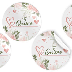 ROLLO 250 ETIQUETAS REDONDAS FLORES TE QUIERO | ARGUVAL, S,L, | 1 UNIDAD | 8421363477780