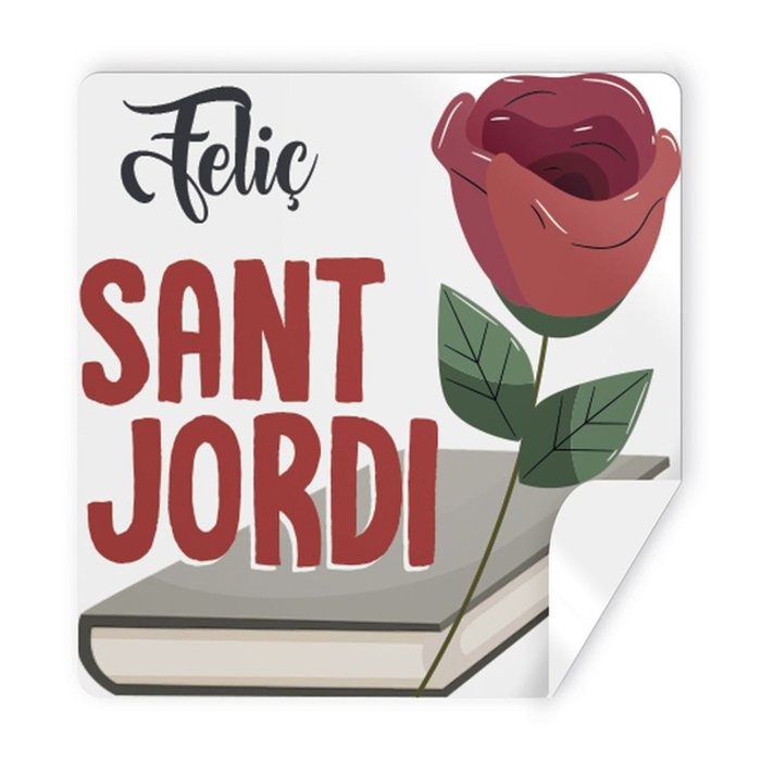 ROLLO 250 ETIQUETAS SANT JORDI CUADRADAS LIBRO CON ROSA | 1 UNIDADES | (ARGUVAL, S,L,) Imagen principal del producto