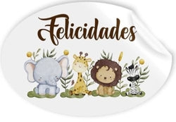 Etiquetas ovaladas Felicidades Argüval para regalos Imagen principal del producto