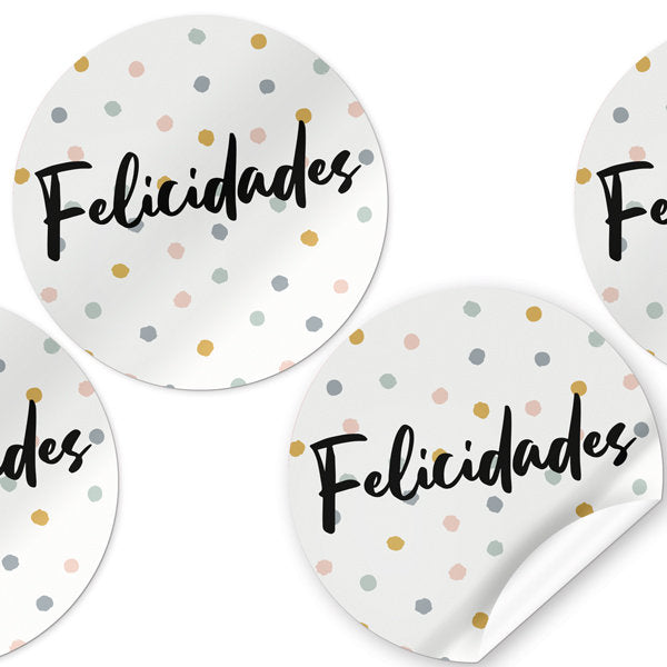Etiquetas Felicidades Redondas 250 U. Arguval