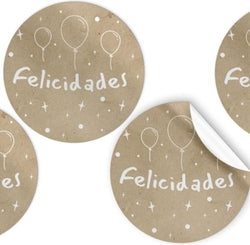 Etiquetas redondas Felicidades Argual para regalos y manualidades Imagen principal del producto