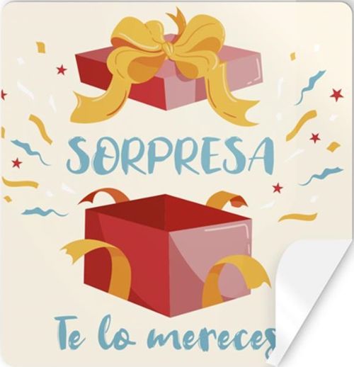 Rollo 250 Etiquetas Cuadradas Sorpresa - Te Lo Mereces Imagen principal del producto