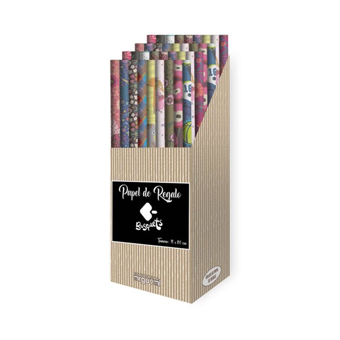 EXPOSITOR 50 ROLLOS PAPEL REGALO BUSQUETS STANDARD SURTIDO | ARGUVAL, S,L | ENVASE 50 UDS. UNIDAD | 8421363481473