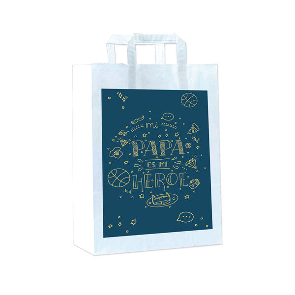 BOLSA GRANDE BLANCA MI PAPA ES MI HEROE 37X32X12 12U | ARGUVAL, S,L | 1 UNIDAD | 8421363491205 Imagen principal del producto